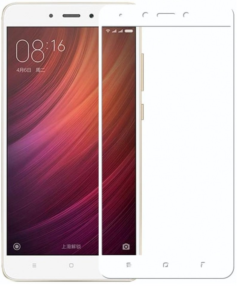 Защитное стекло - для Xiaomi Redmi Note 4 Full Screen с полной проклейкой (White) - фото