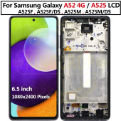 Дисплей (экран) для Samsung Galaxy A52 (A525) в раме с тачскрином (AMOLED), черный - фото