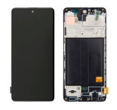 Дисплей (экран) для Samsung Galaxy A51 (A515) в раме с тачскрином (AMOLED), черный - фото