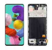 Дисплей (экран) для Samsung Galaxy A51 (A515) в раме с тачскрином (AMOLED), черный - фото