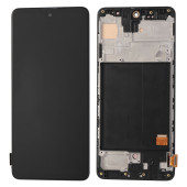 Дисплей (экран) для Samsung Galaxy A51 (A515) в раме с тачскрином (OLED), черный - фото