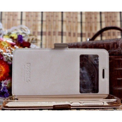 Чехол для Huawei Ascend P8 Lite книга с окошком Experts Slim Book Case LS, золотой - фото