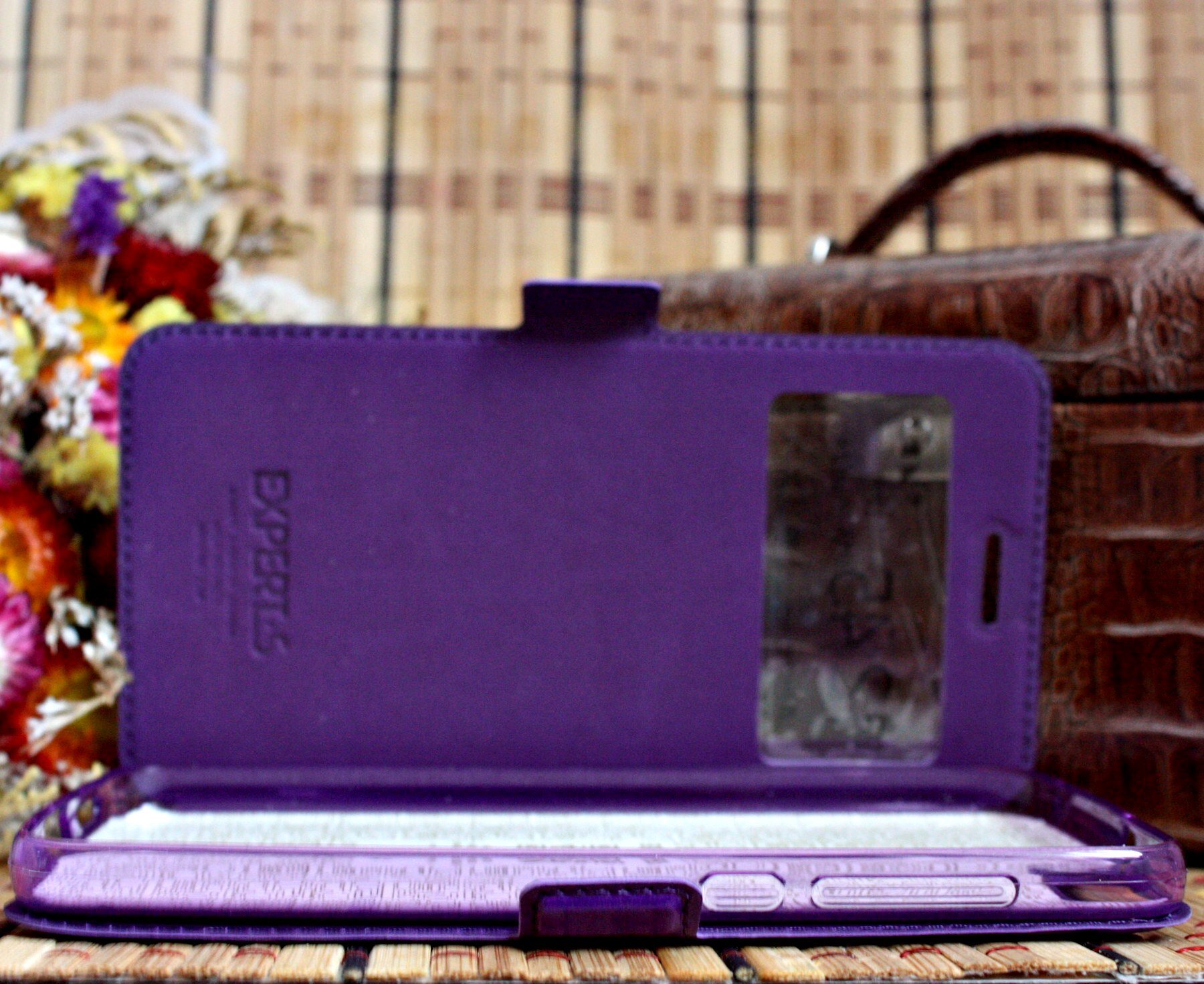 Чехол для Huawei Honor 6X книга с окошком Experts, фиолетовый - фото