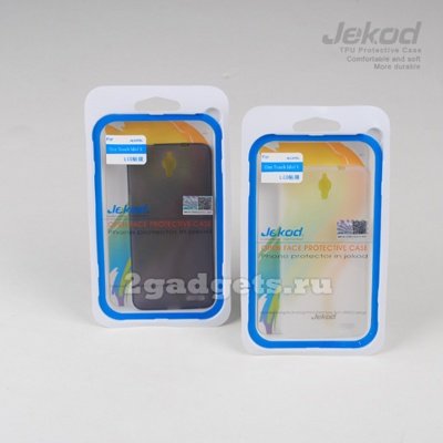 Чехол для Alcatel One Touch Idol X 6040/ 6040D силикон Jekod с пленкой, прозрачный - фото2