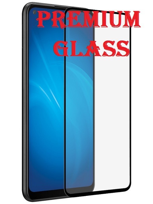Защитное стекло для Samsung Galaxy A21 (Premium Glass) с полной проклейкой (Full Screen), черное