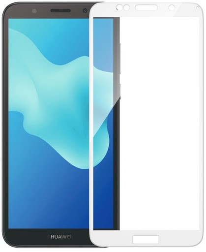 Защитное стекло для Huawei Y5 Prime (2018) с полной проклейкой (Full Screen), белое - фото